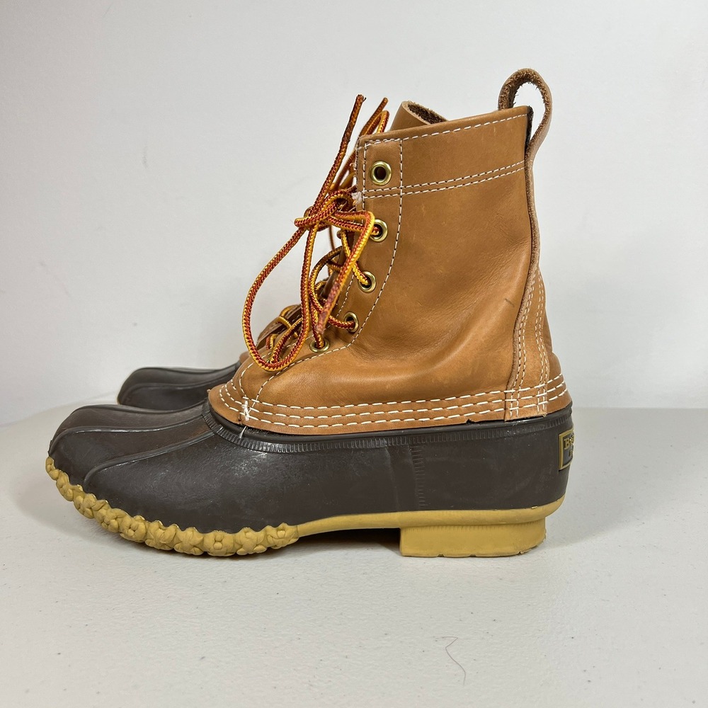 LL Bean Bean Boots Womens‎ 6 N Tan Brown Waterproof Duck Hunting Preppy USA Made